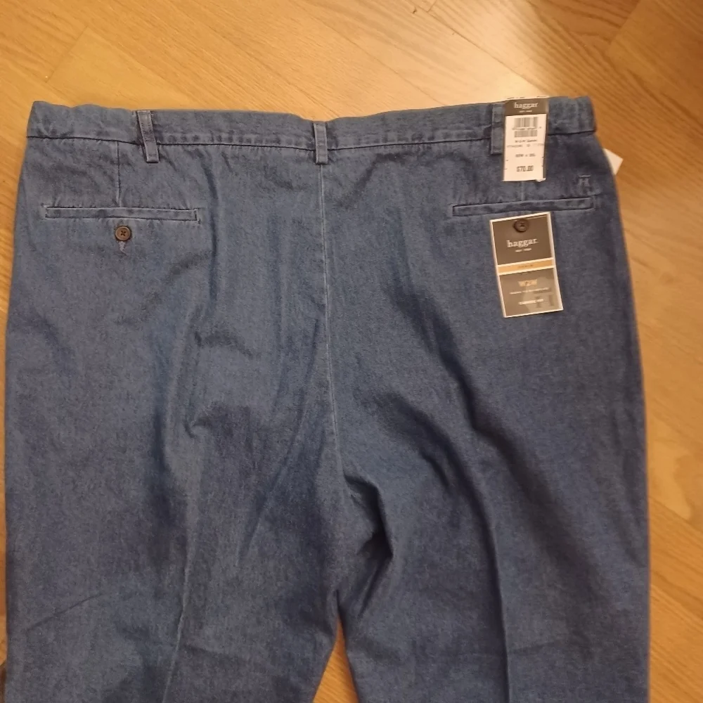 Haggar pleated jeans work to weekend 2 pair for one price mens size 50x30